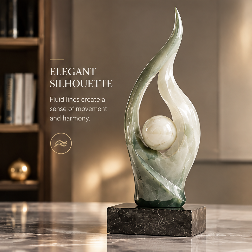 Scene view of flame sculpture in living room setting — Elegant Silhouette, fluid lines create a sense of movement and harmony
