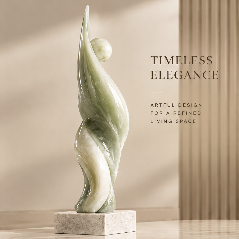 Side profile of abstract natural stone figure sculpture — Timeless Elegance, Artful Design for a Refined Living Space