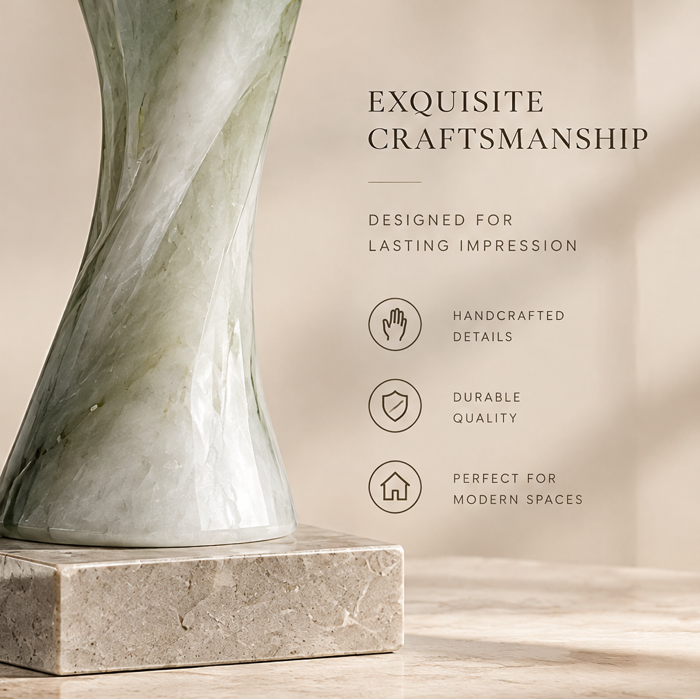Detail of stone base and twisted body — Exquisite Craftsmanship, Handcrafted Details, Durable Quality, Perfect for Modern Spaces