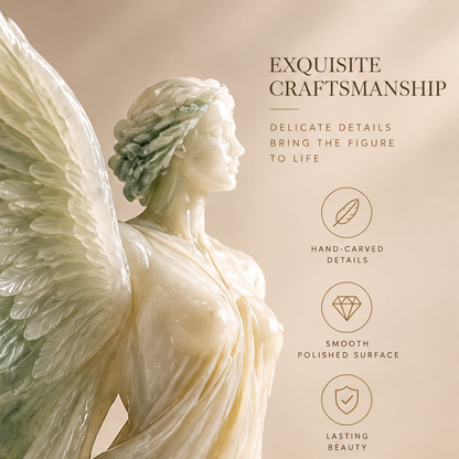 Close-up of jade angel face and wings — Exquisite Craftsmanship, Hand-carved Details, Smooth Polished Surface, Lasting Beauty