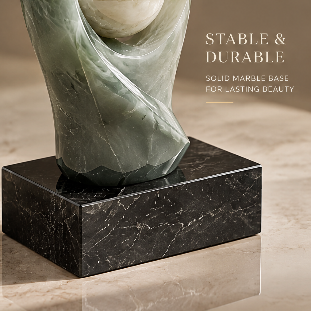 Close-up of solid black marble base — Stable & Durable, solid marble base for lasting beauty