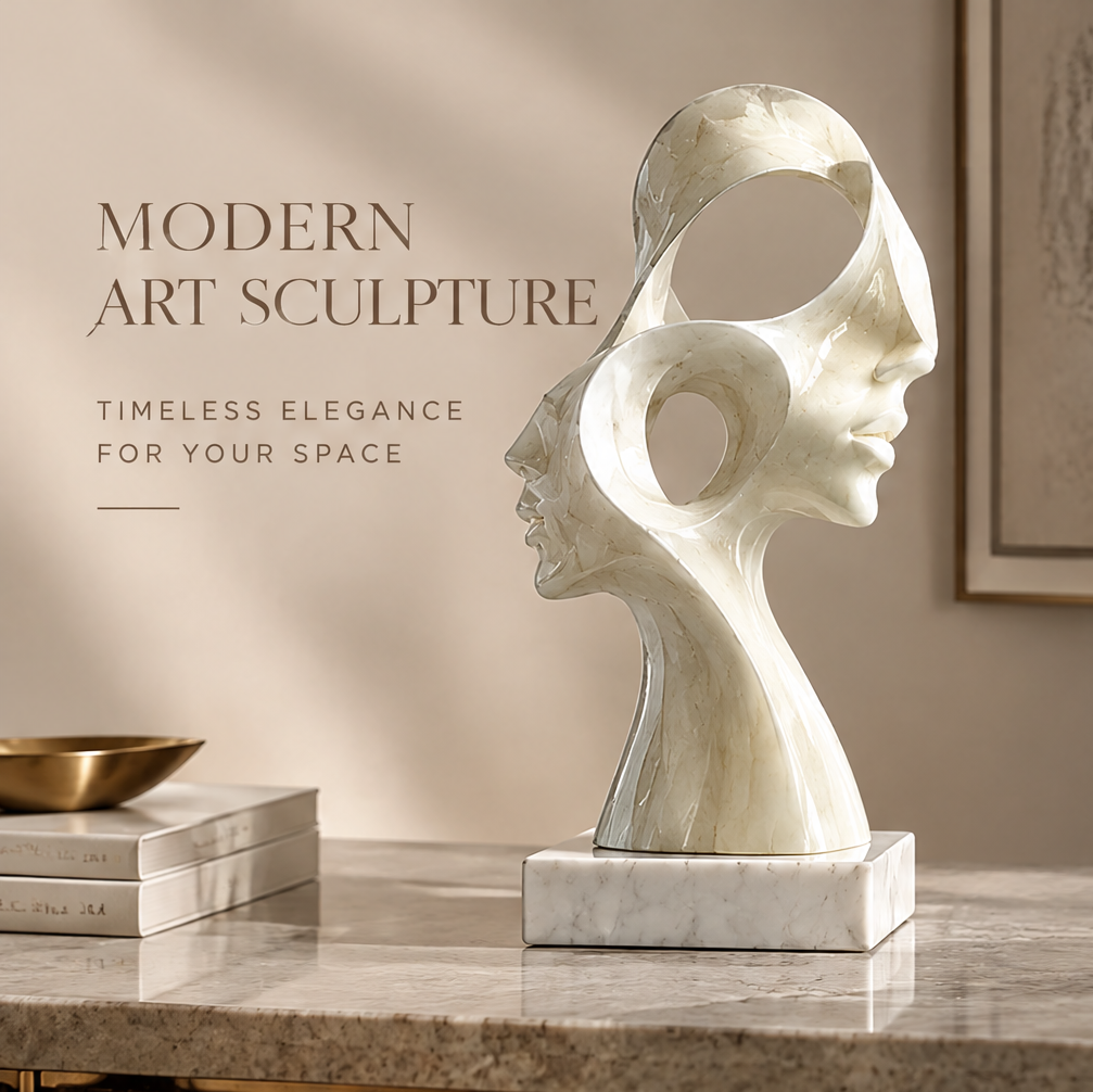 Close-up side profile of dual-face marble sculpture showing open circular voids and polished surface — Premium Natural Marble, Authentic Marble, Smooth Polished Surface, Durable and Long-Lasting